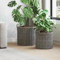 Vidaxl plantermand met opslag 2 pcs grijs lacak riet