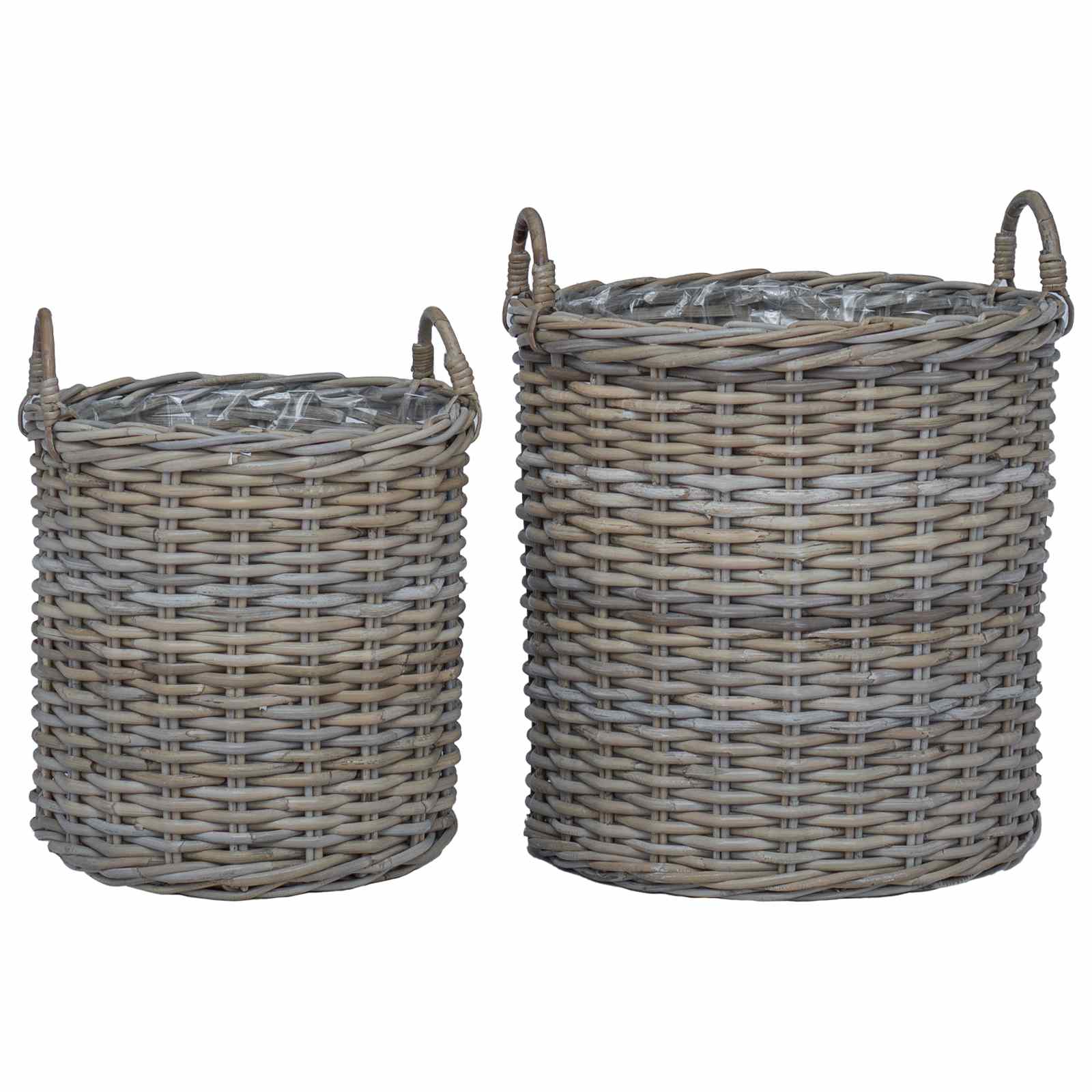 Vidaxl plantermand met opslag 2 pcs grijs lacak riet