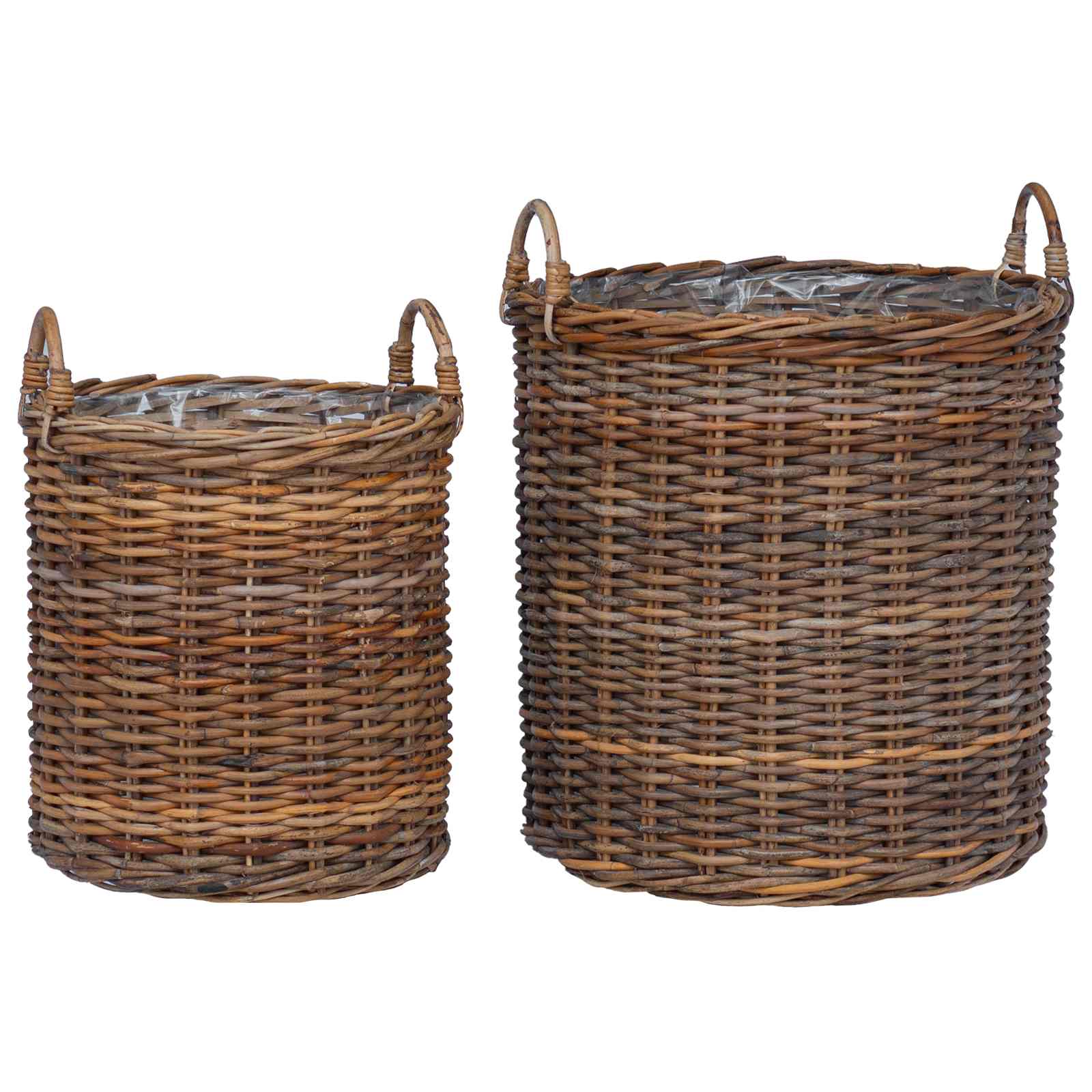 Vidaxl plantermand met opslag 2 pcs bruin lacak riet