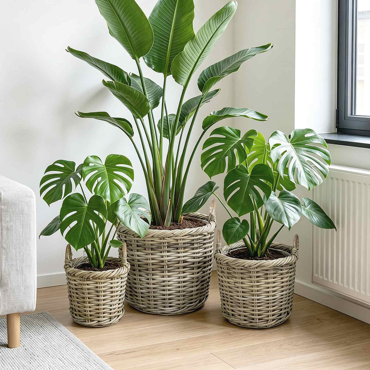 Vidaxl plantenmand met opslag gendt 3 st natuurlijk grijs kubu rattan