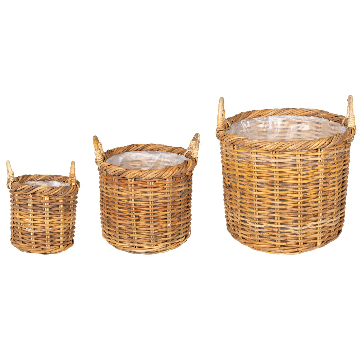 Vidaxl plantenmand met opslag gendt 3 st natuurlijk bruin kubu rattan