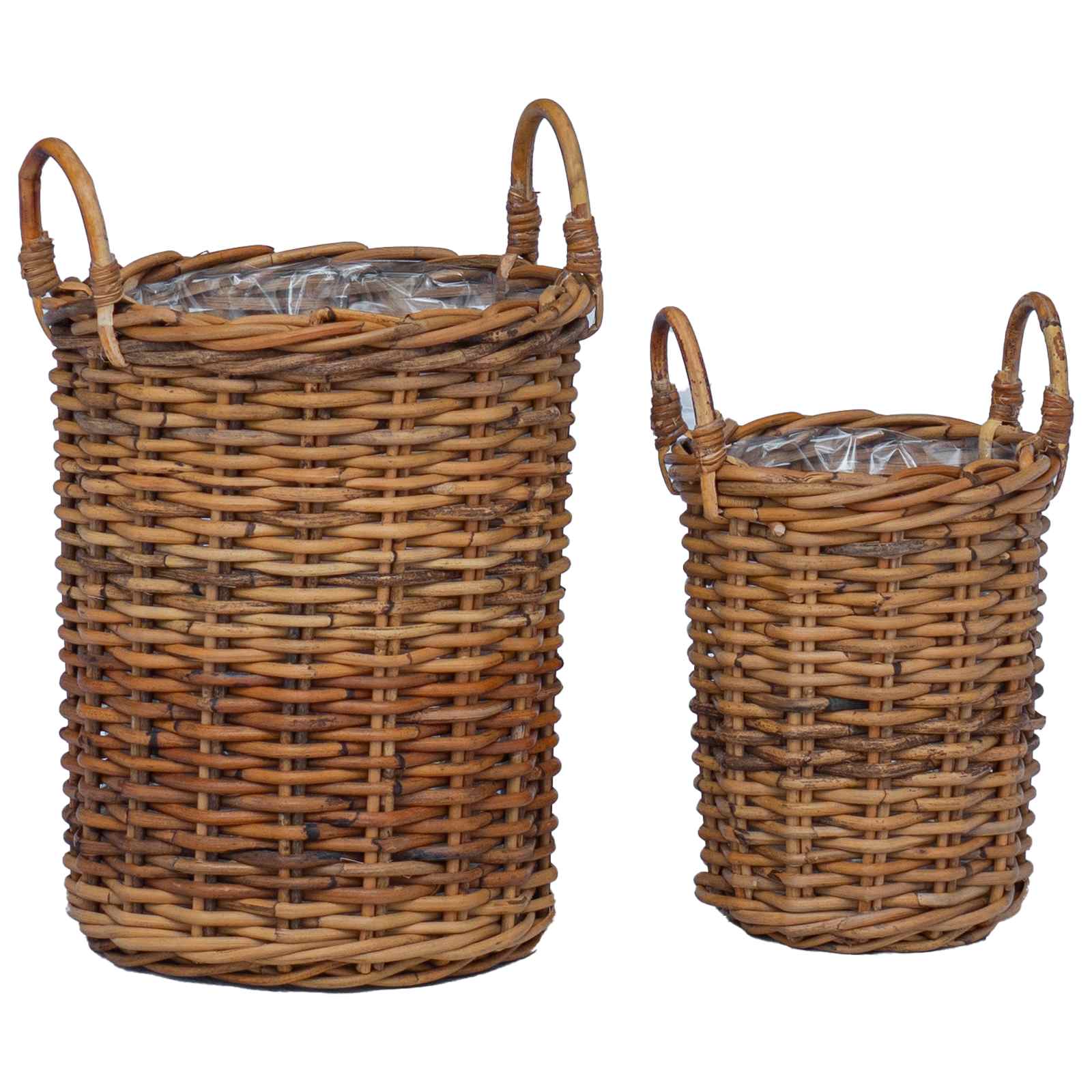 Vidaxl plantmand met opslag 2 pcs bruin kubu rattan