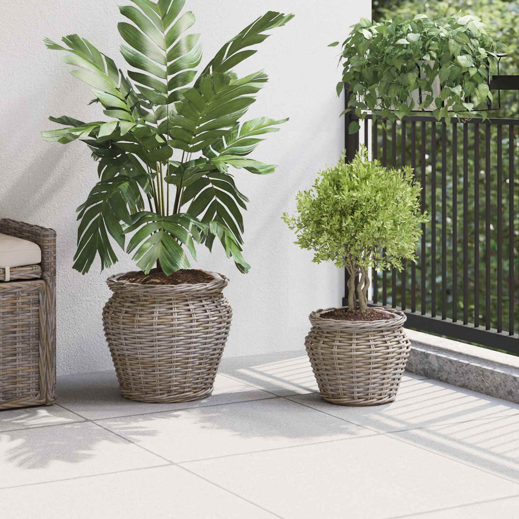 Vidaxl plantenmand met opslag 2 pcs grijs lacak riet