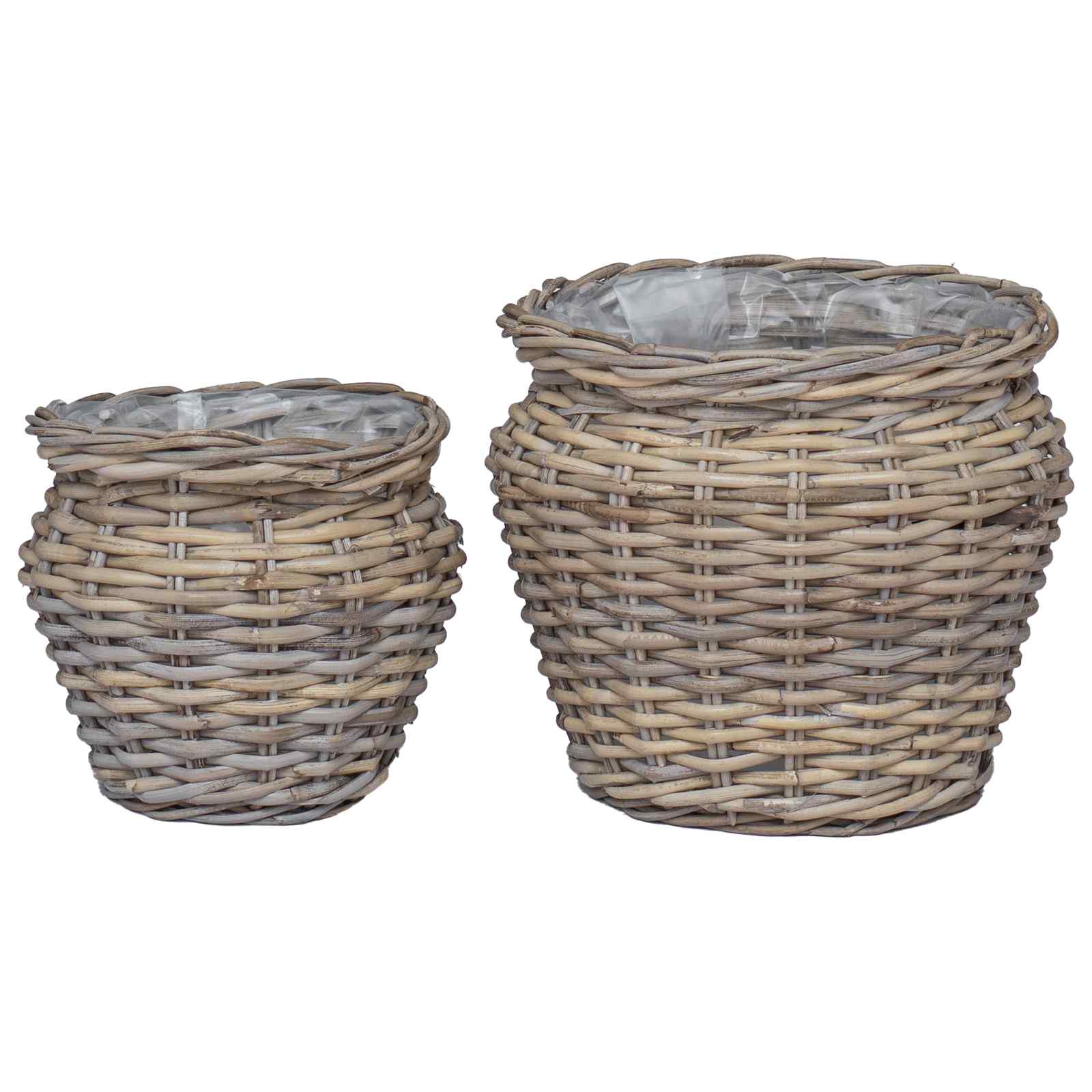 Vidaxl plantenmand met opslag 2 pcs grijs lacak riet