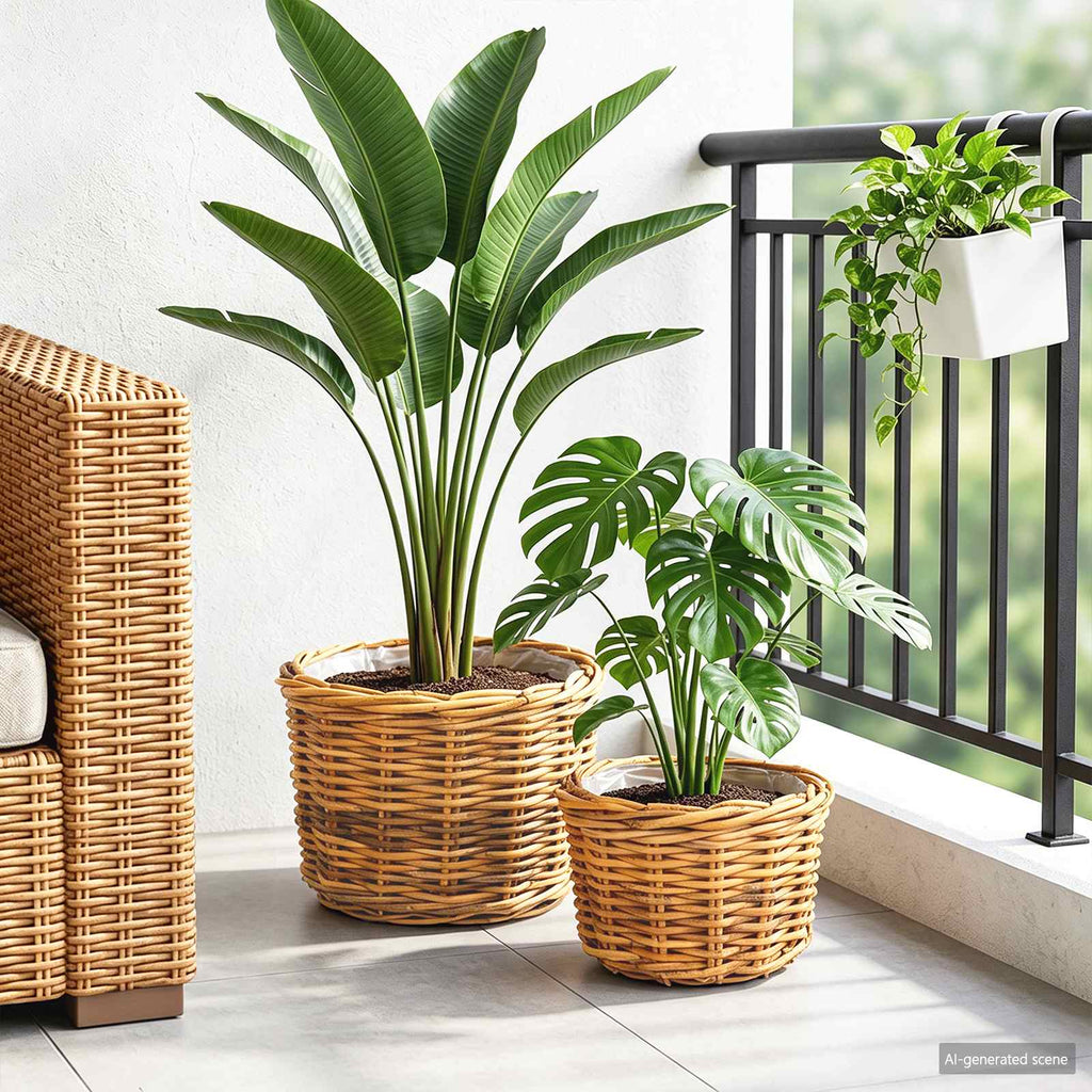 Vidaxl bloempot mand gendt 2 st natuurlijk bruin kubu rattan
