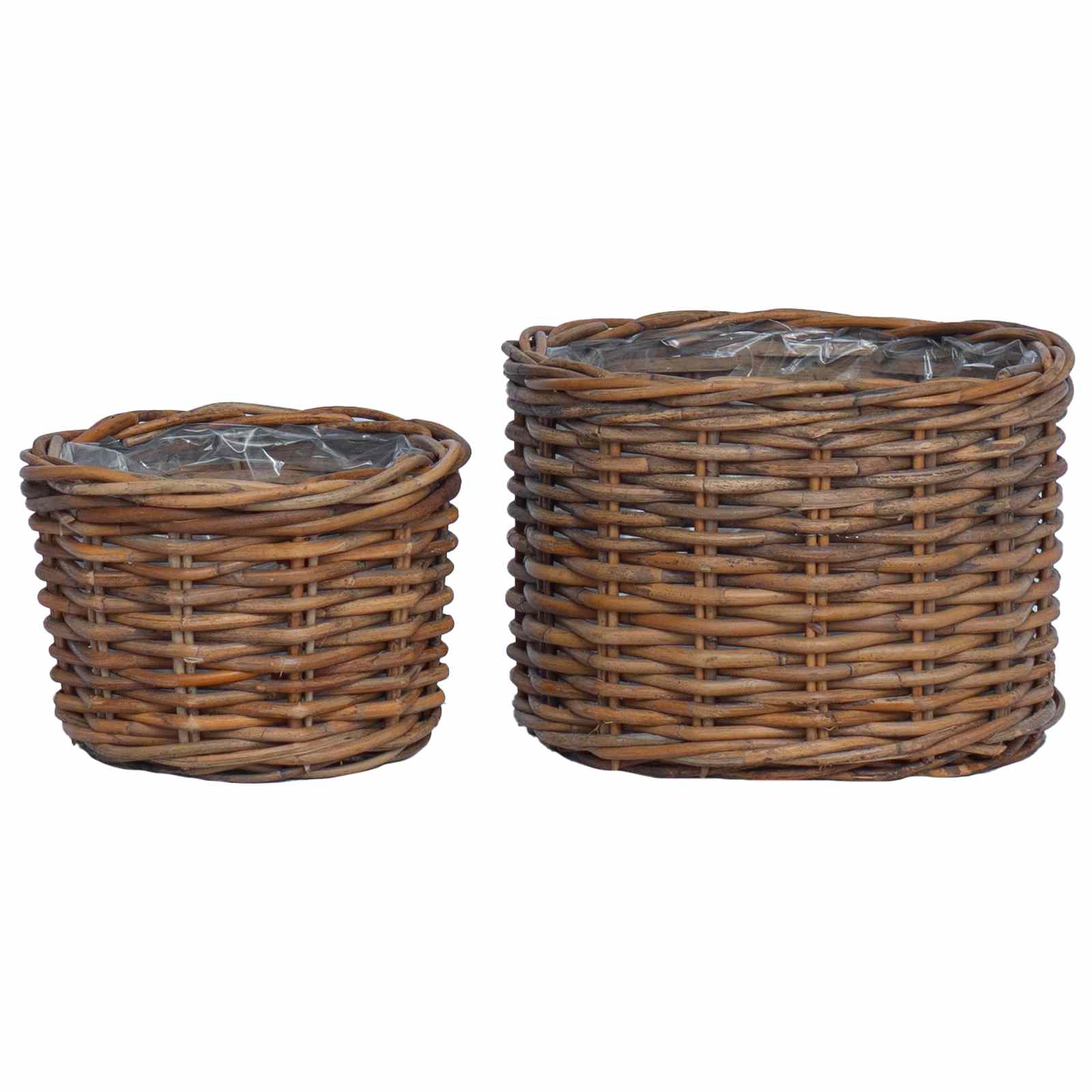 Vidaxl bloempot mand met opslag 2 pcs bruin kubu rattan