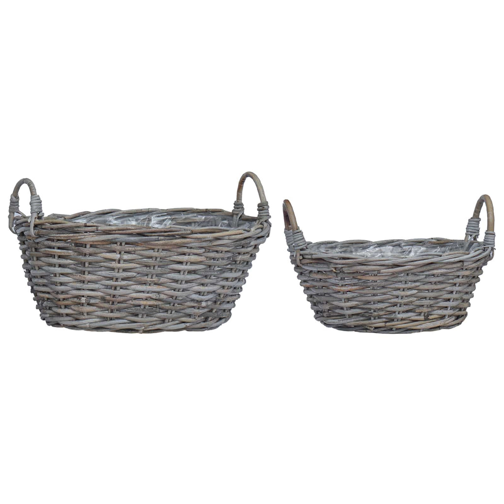 Vidaxl plantenmand met opslag 2 pcs grijs lacak riet