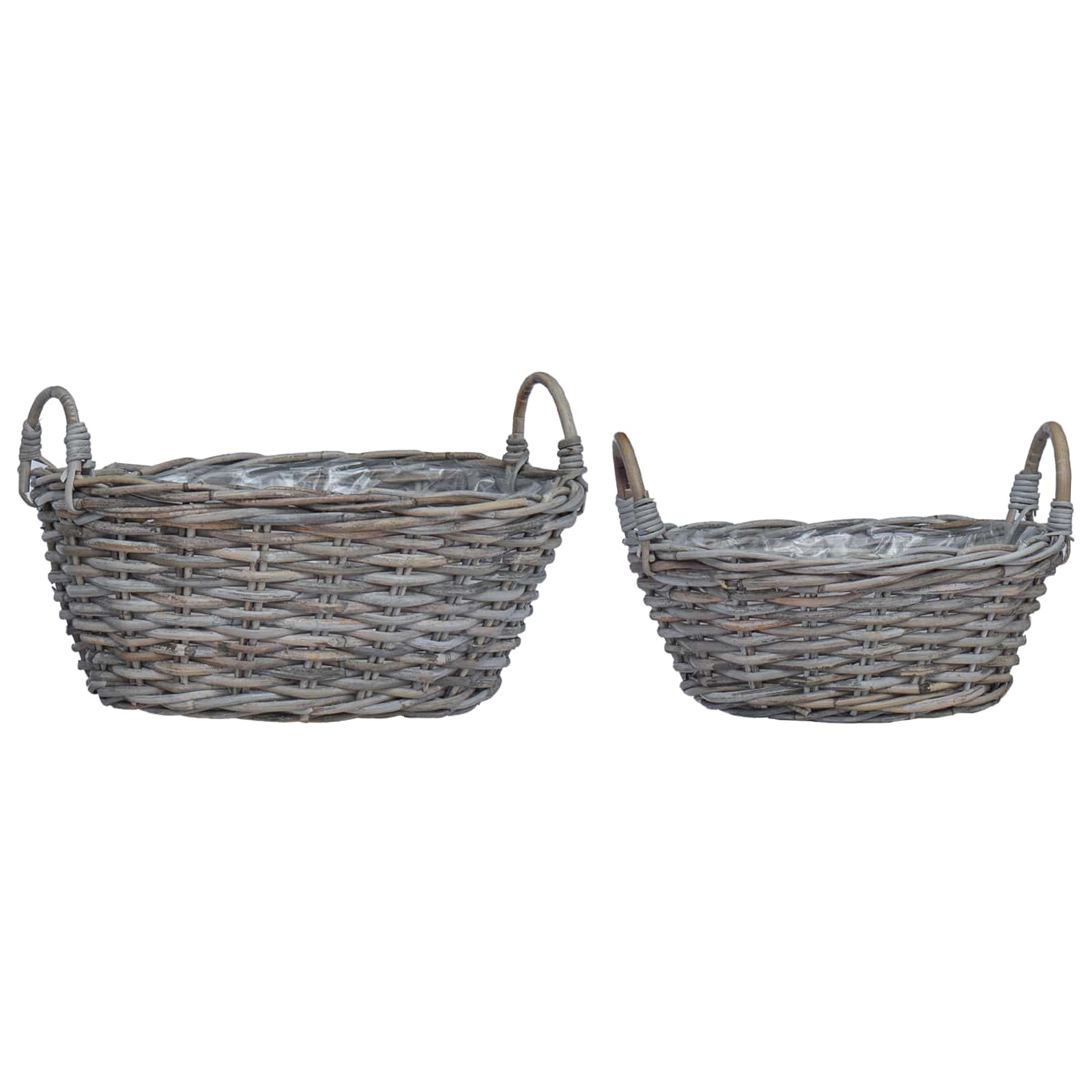 Vidaxl plantenmand met opslag 2 pcs grijs lacak riet