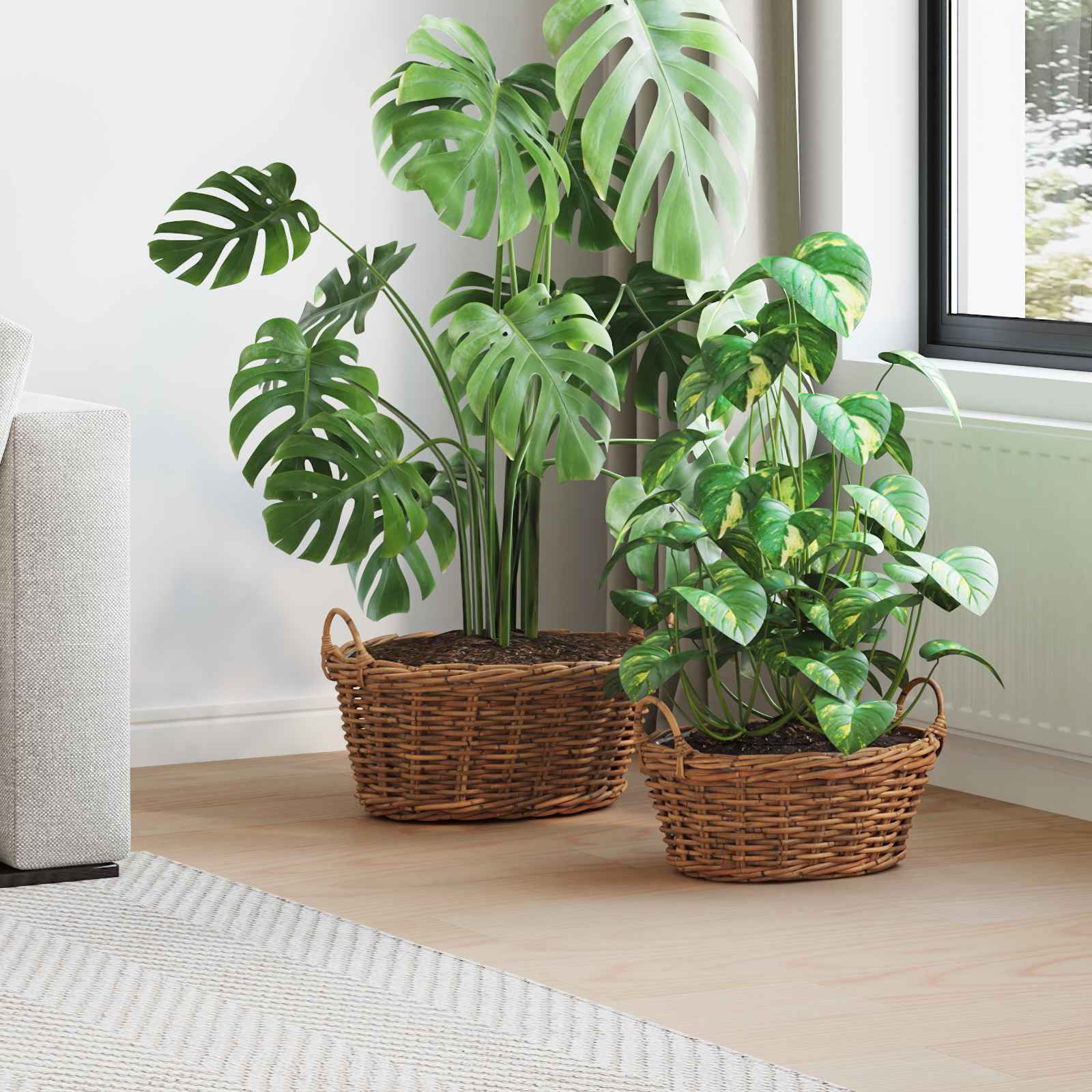 Vidaxl plantenmand met opslag 2 pcs bruin lacak riet