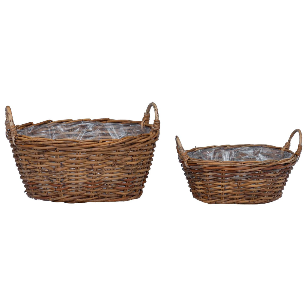 Vidaxl plantenmand met opslag 2 pcs bruin lacak riet