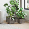 Vidaxl plantenmand met opslag 3 pcs grijs kubu rattan