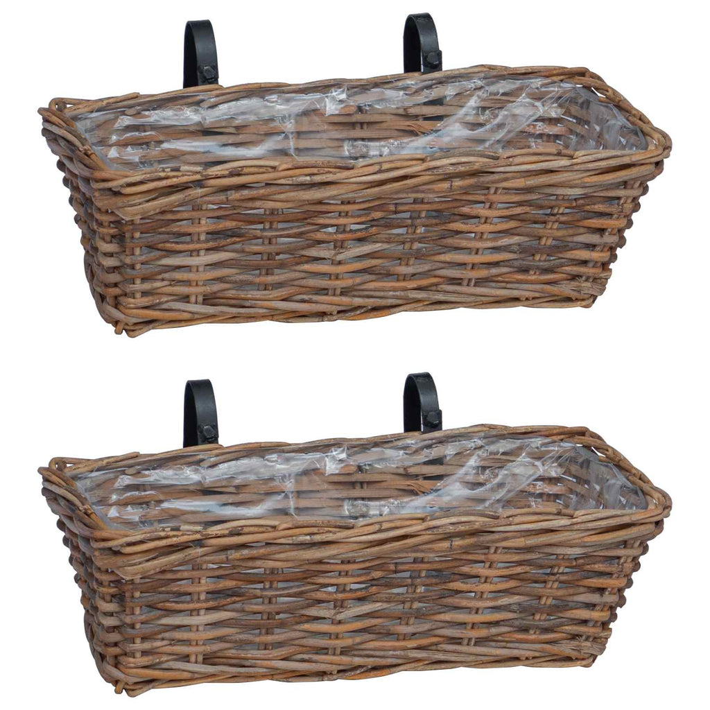 Vidaxl hangende bloempot mand 2 pcs bruin 48 x 22 x 15 cm lacak riet