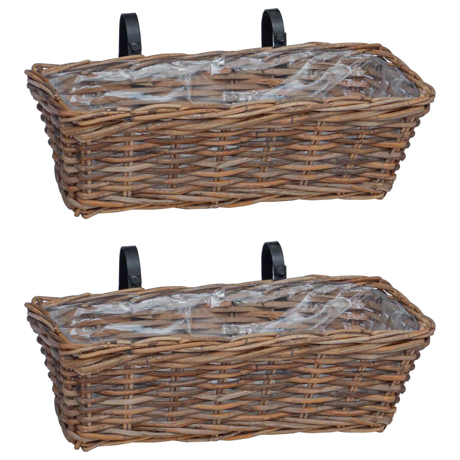 Vidaxl hangende bloempot mand 2 pcs bruin 48 x 22 x 15 cm lacak riet