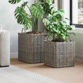 Vidaxl plantenmand met opslag 2 pcs grijs lacak riet