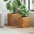 Vidaxl plantenmand met opslag gendt 2 st natuurlijk bruin kubu rattan