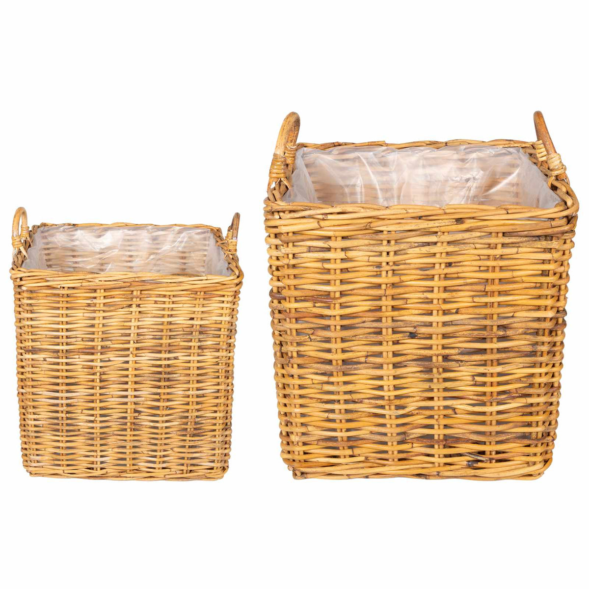 Vidaxl plantenmand met opslag gendt 2 st natuurlijk bruin kubu rattan