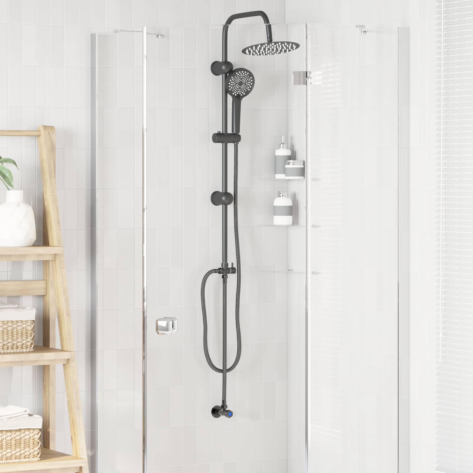 Vidaxl doucheset zwart 47 x 20 x 95 cm roestvrij staal