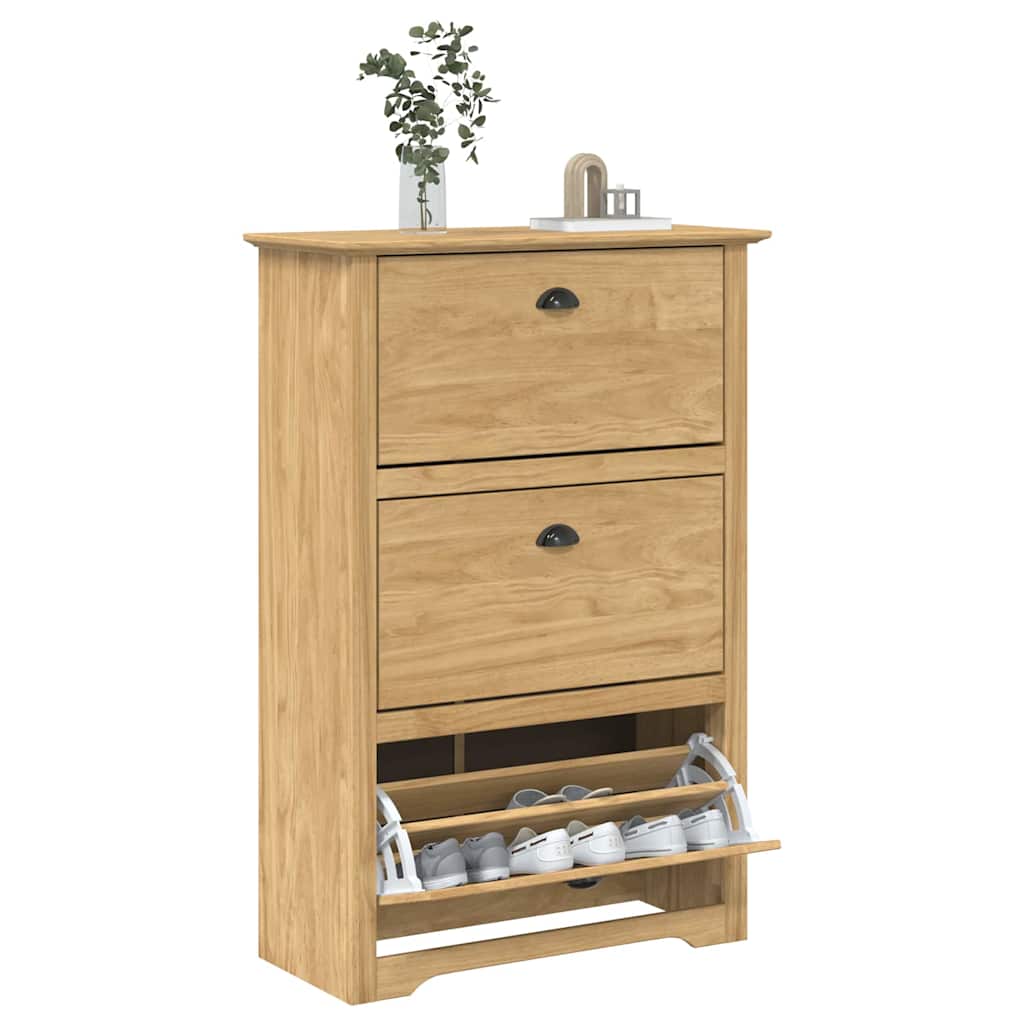 Vidaxl schoenenrek bodo honingbruin 80 x 35 x 118 cm bewerkt hout