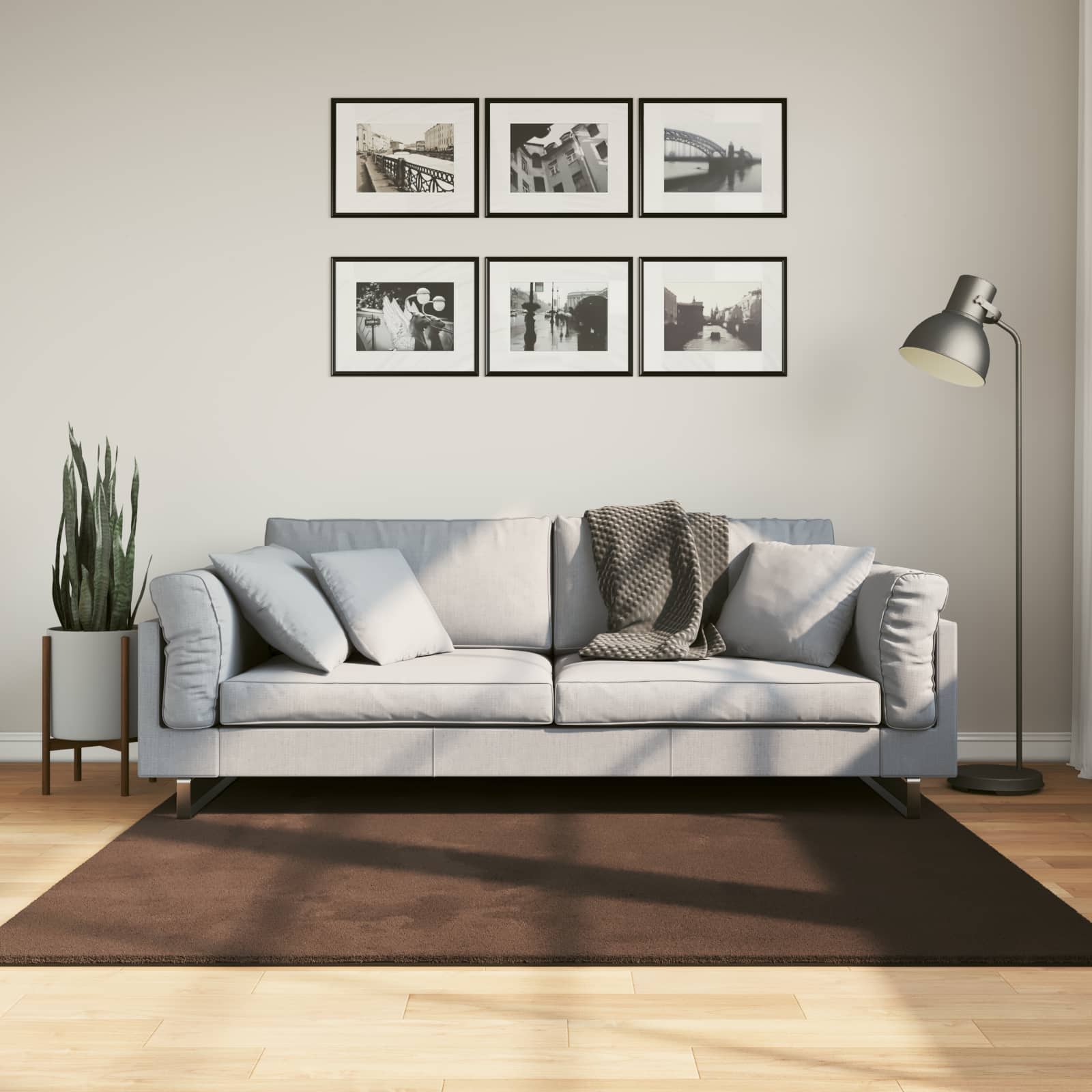 Vidaxl vloerkleden vierkant huarte bruin 160 x 160 cm polyester