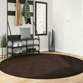 Vidaxl medium pile zachte en wasbare tapijt huarte bruin ø 200 cm