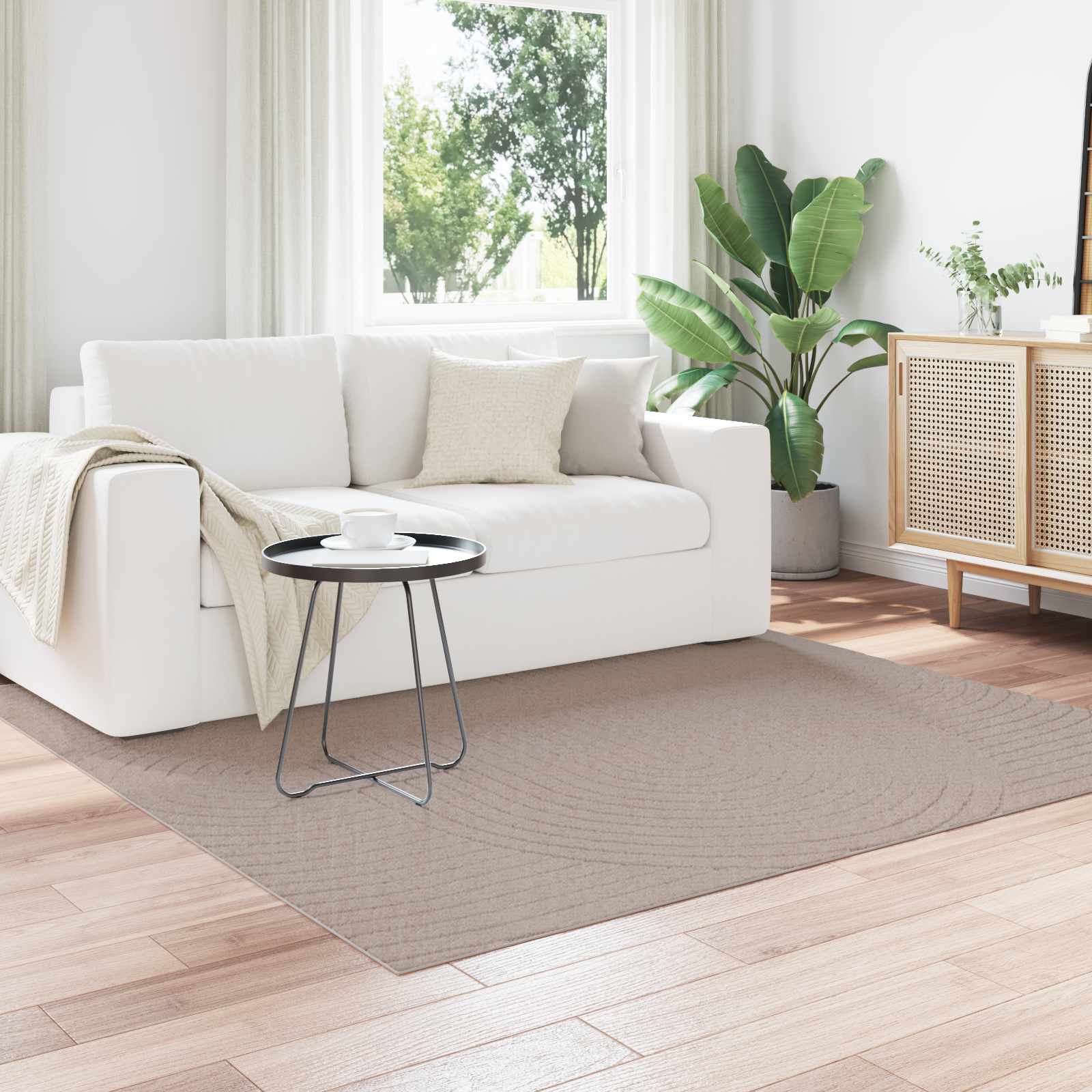 Vidaxl vloerkleden vierkant huarte beige 200 x 200 cm polyester