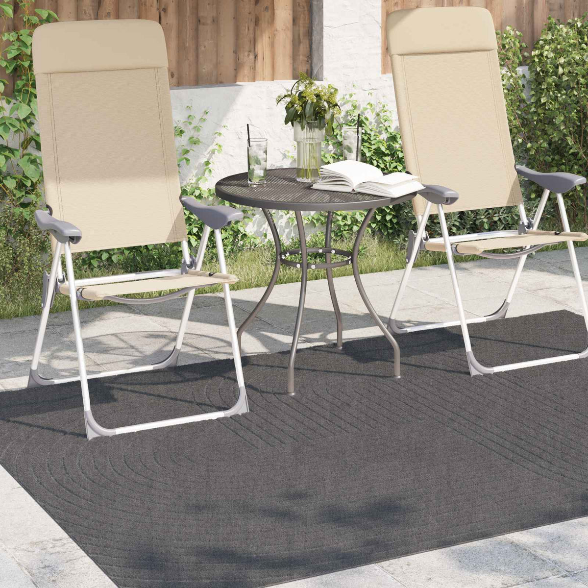 Vidaxl binnen- en buitentapijt palmeras antraciet 140 x 200 cm
