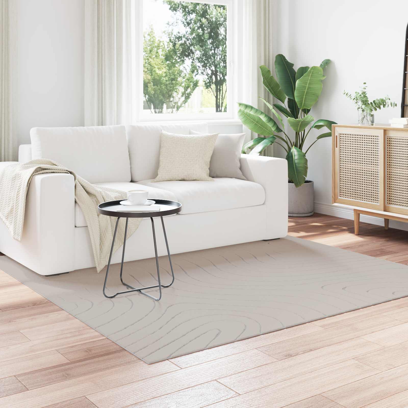 Vidaxl vloerkleden vierkant huarte crème 200 x 200 cm polyester