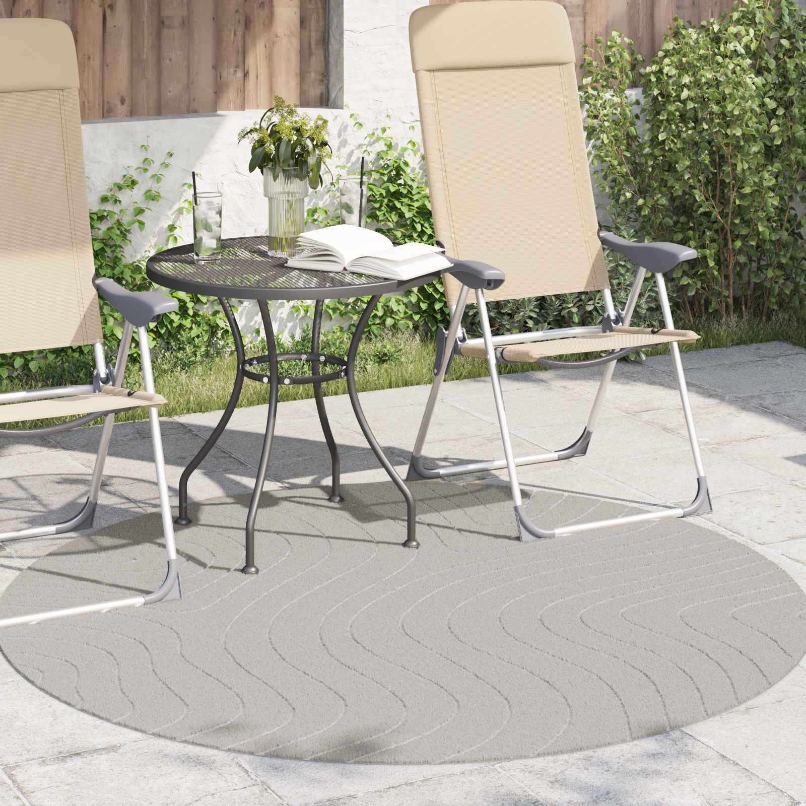 Vidaxl vloerkleden rond huarte crème ø 160 cm polyester