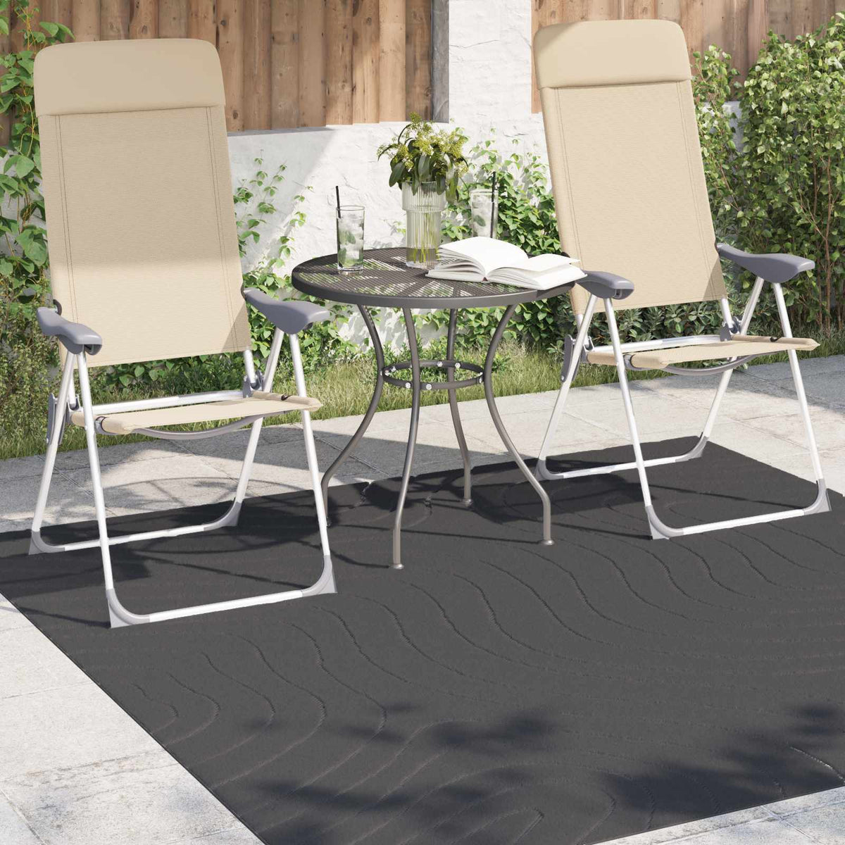 Vidaxl binnen- en buitentapijt palmeras antraciet 200 x 200 cm