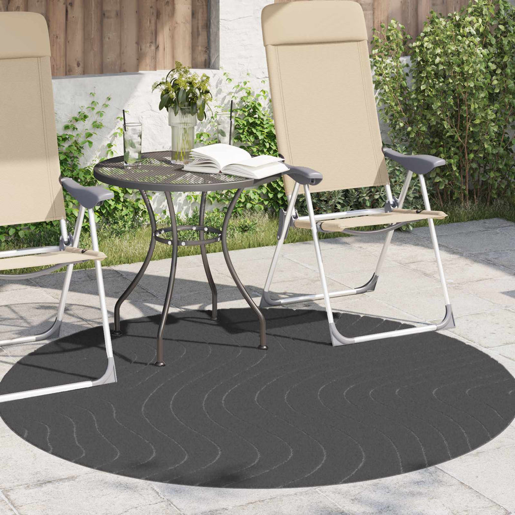 Vidaxl binnen- en buitentapijt palmeras antraciet ø 160 cm polyester