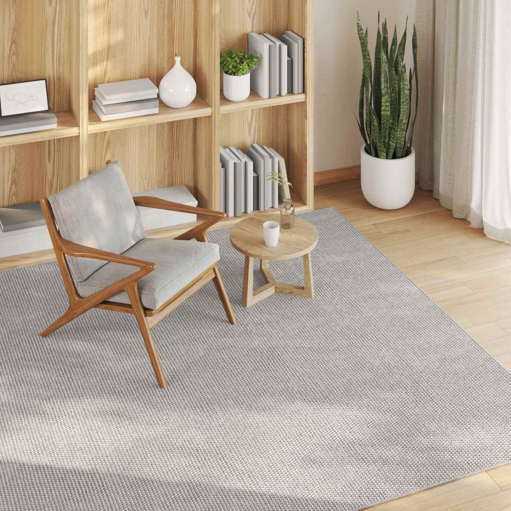 Vidaxl vloerkleden huarte crème en grijs 120 x 120 cm polyester