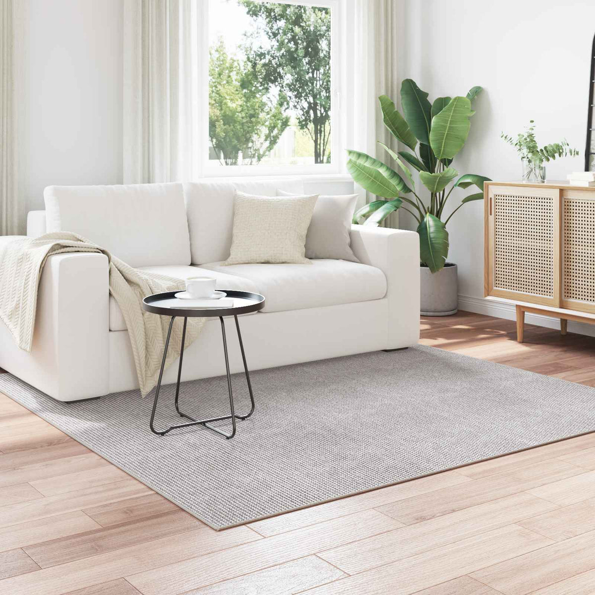 Vidaxl binnen kleed lugo crème en grijs 200 x 200 cm polyester