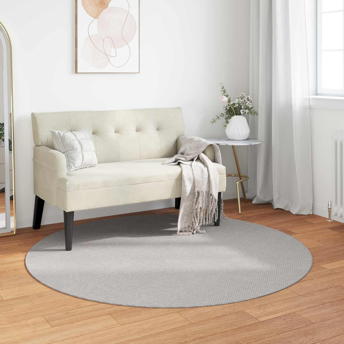 Vidaxl binnen kleed lugo crème en grijs ø 120 cm polyester