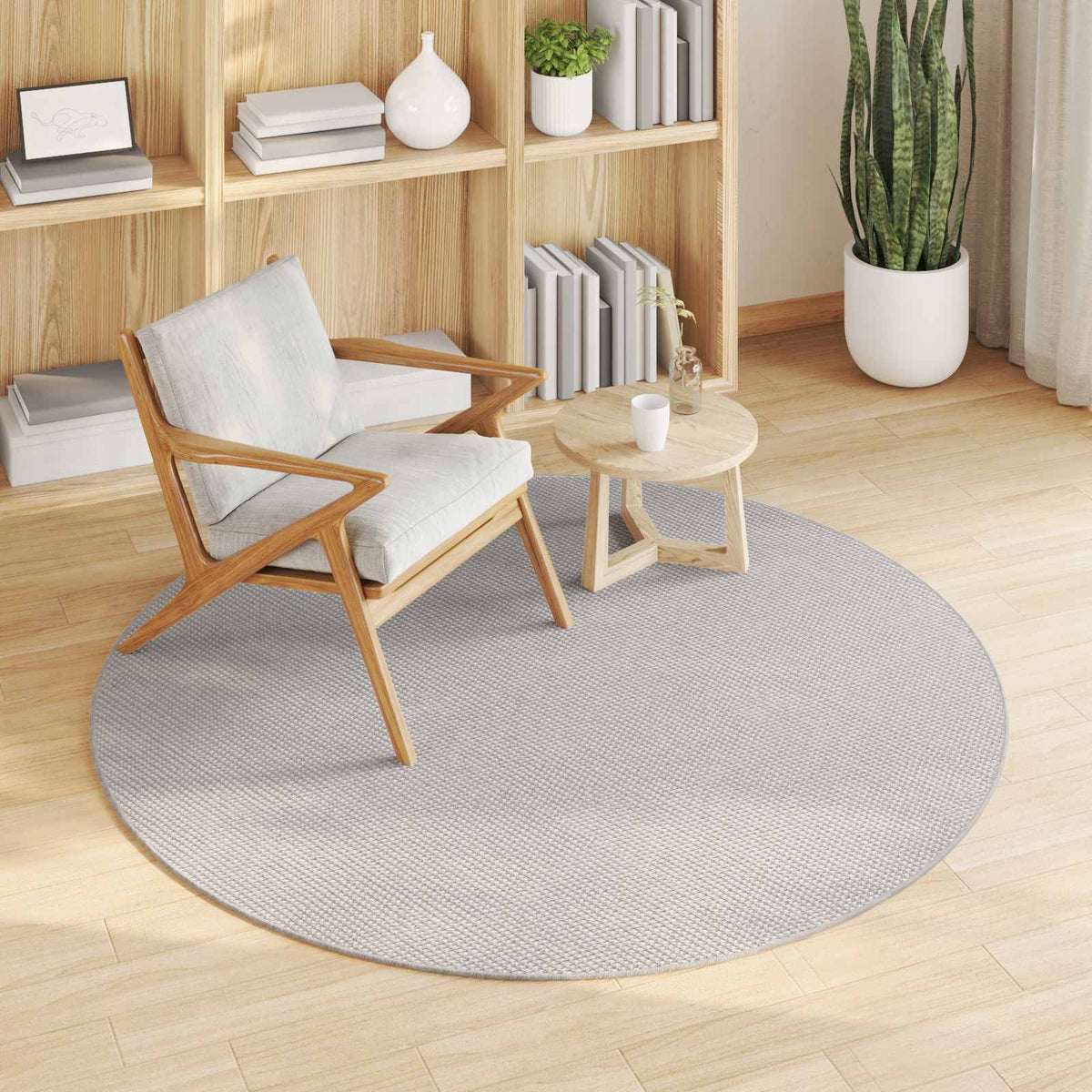 Vidaxl binnen kleed lugo crème en grijs ø 120 cm polyester