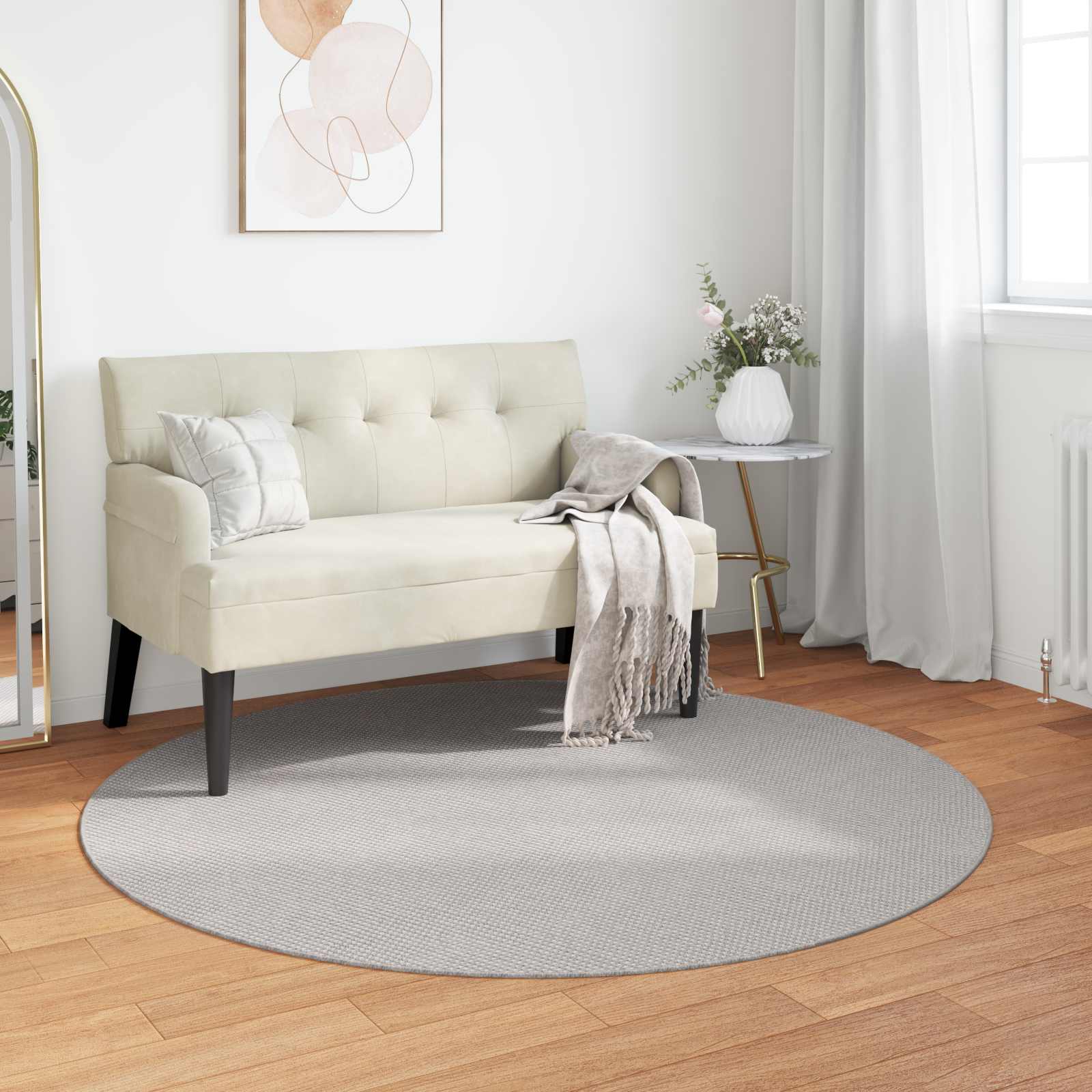 Vidaxl vloerkleden rond huarte crème en grijs ø 160 cm polyester