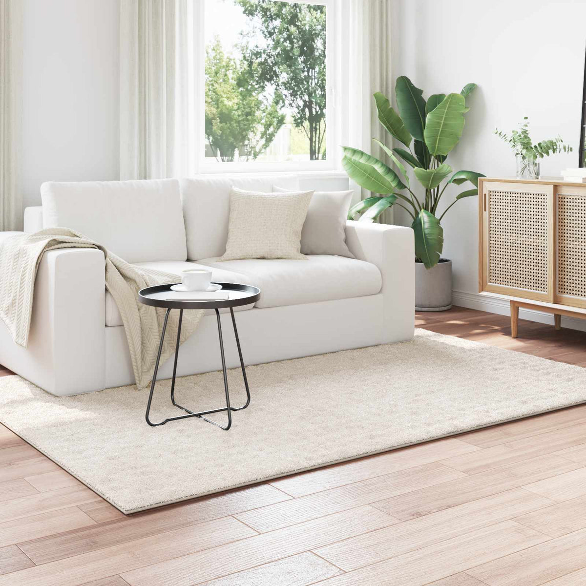 Vidaxl binnen kleed sirolo crèmekleurig 160 x 230 cm polyester