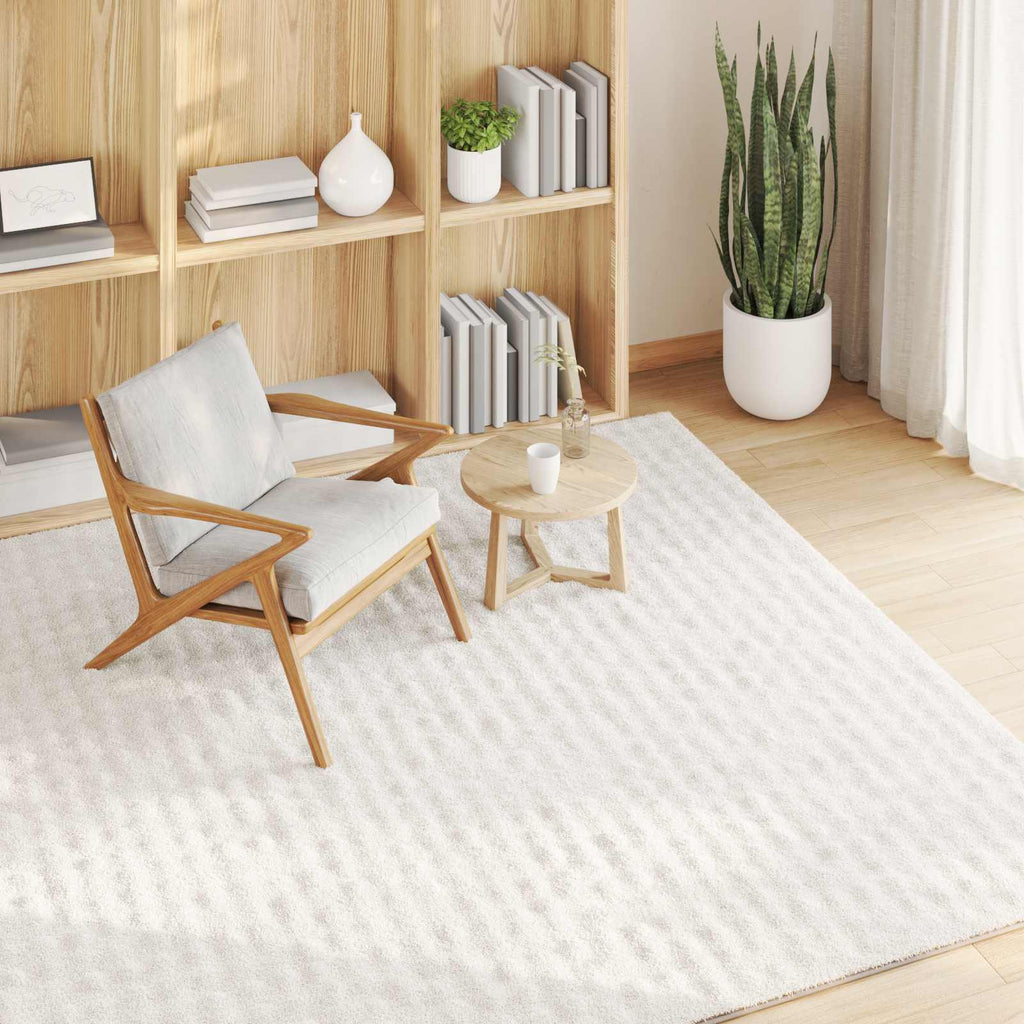 Vidaxl vloerkleden vierkant huarte crème 120 x 120 cm polyester
