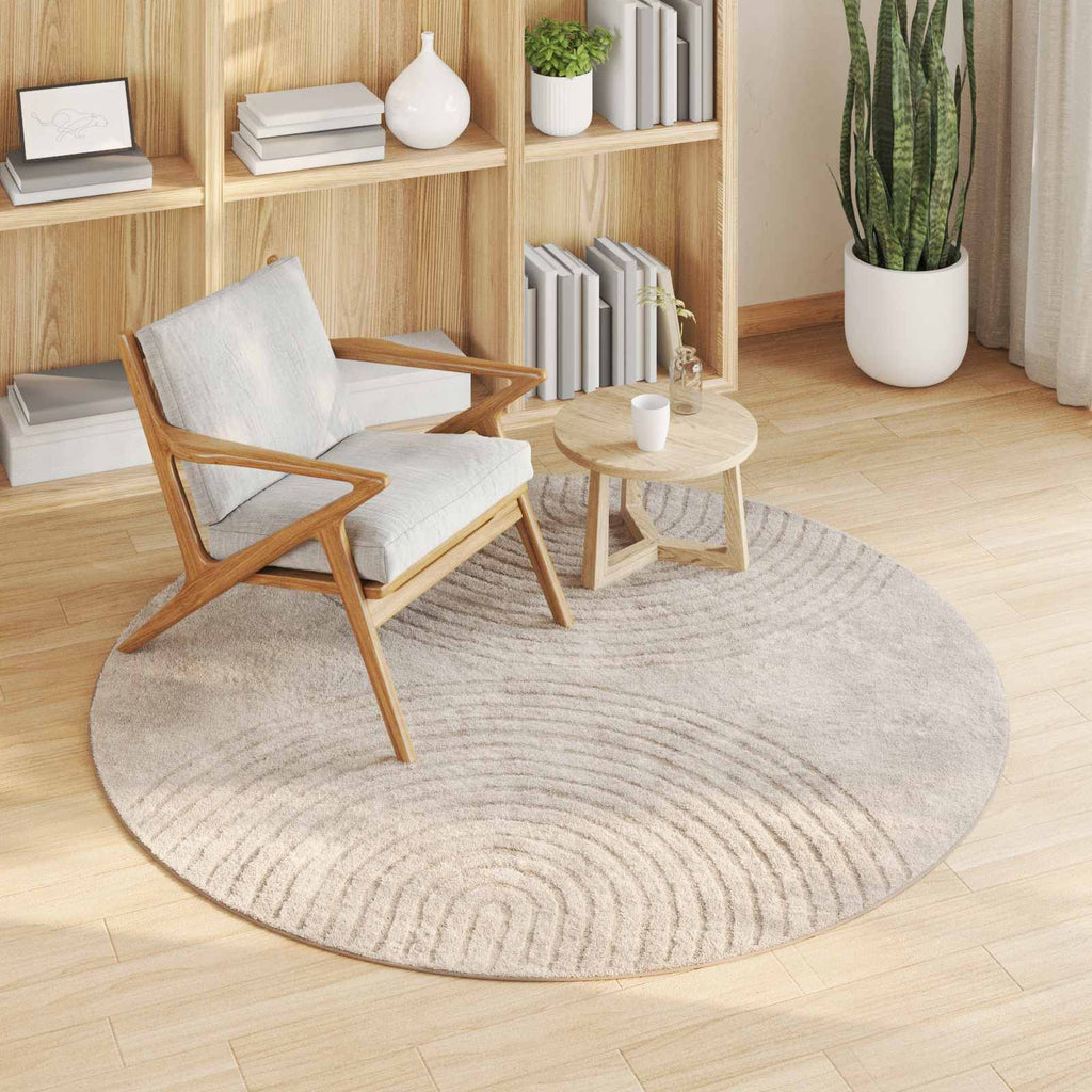 Vidaxl vloerkleden rond huarte beige ø 200 cm polyester