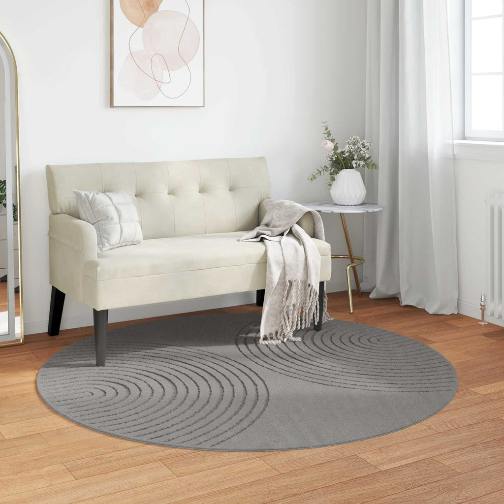 Vidaxl vloerkleden rond huarte grijs ø 160 cm polyester
