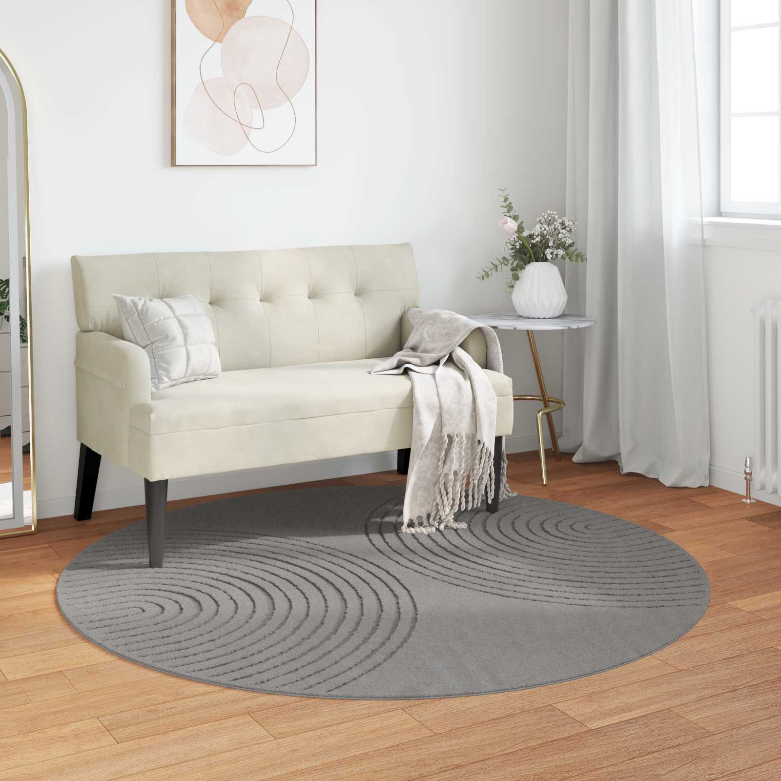 Vidaxl vloerkleden rond huarte grijs ø 160 cm polyester