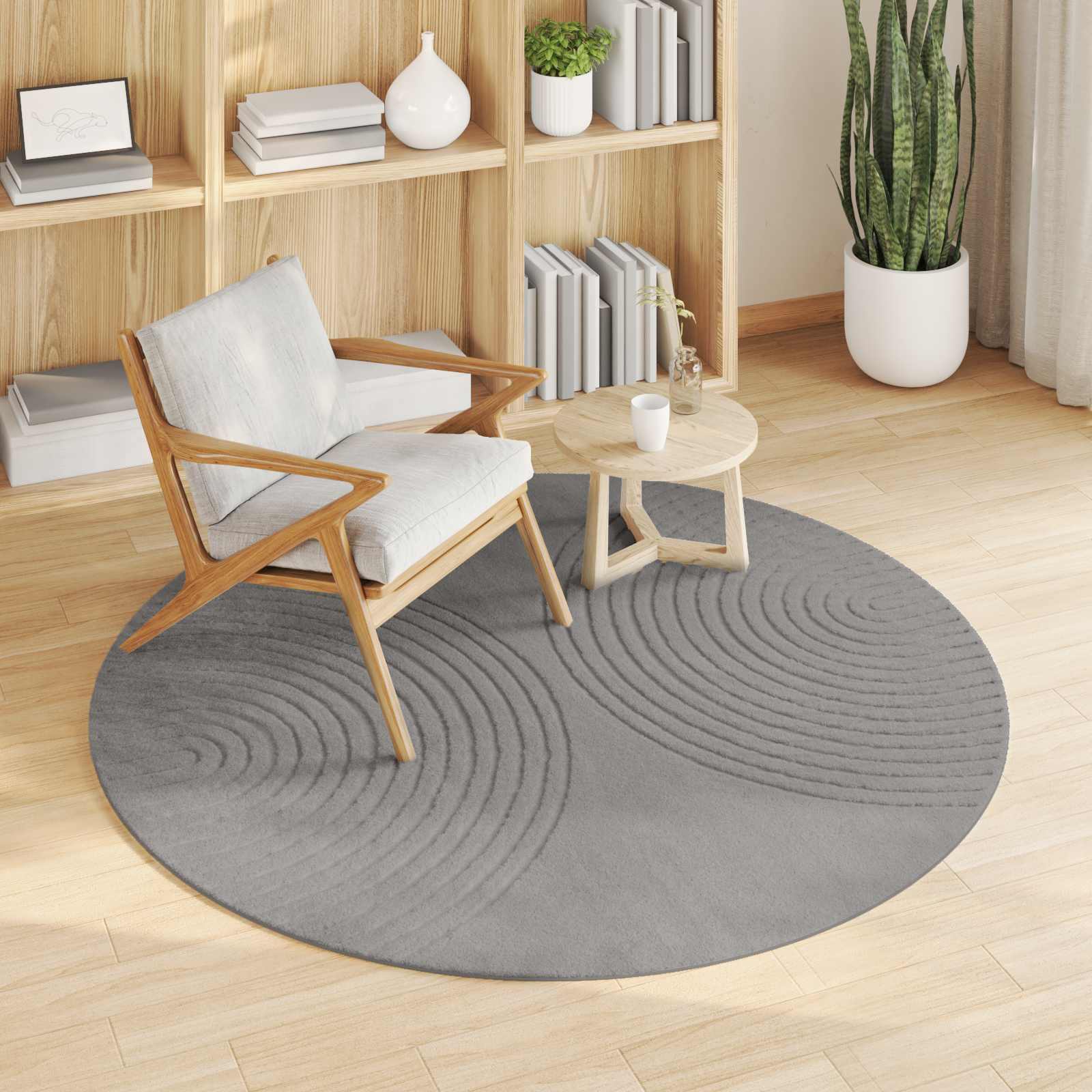 Vidaxl vloerkleden rond huarte grijs ø 160 cm polyester
