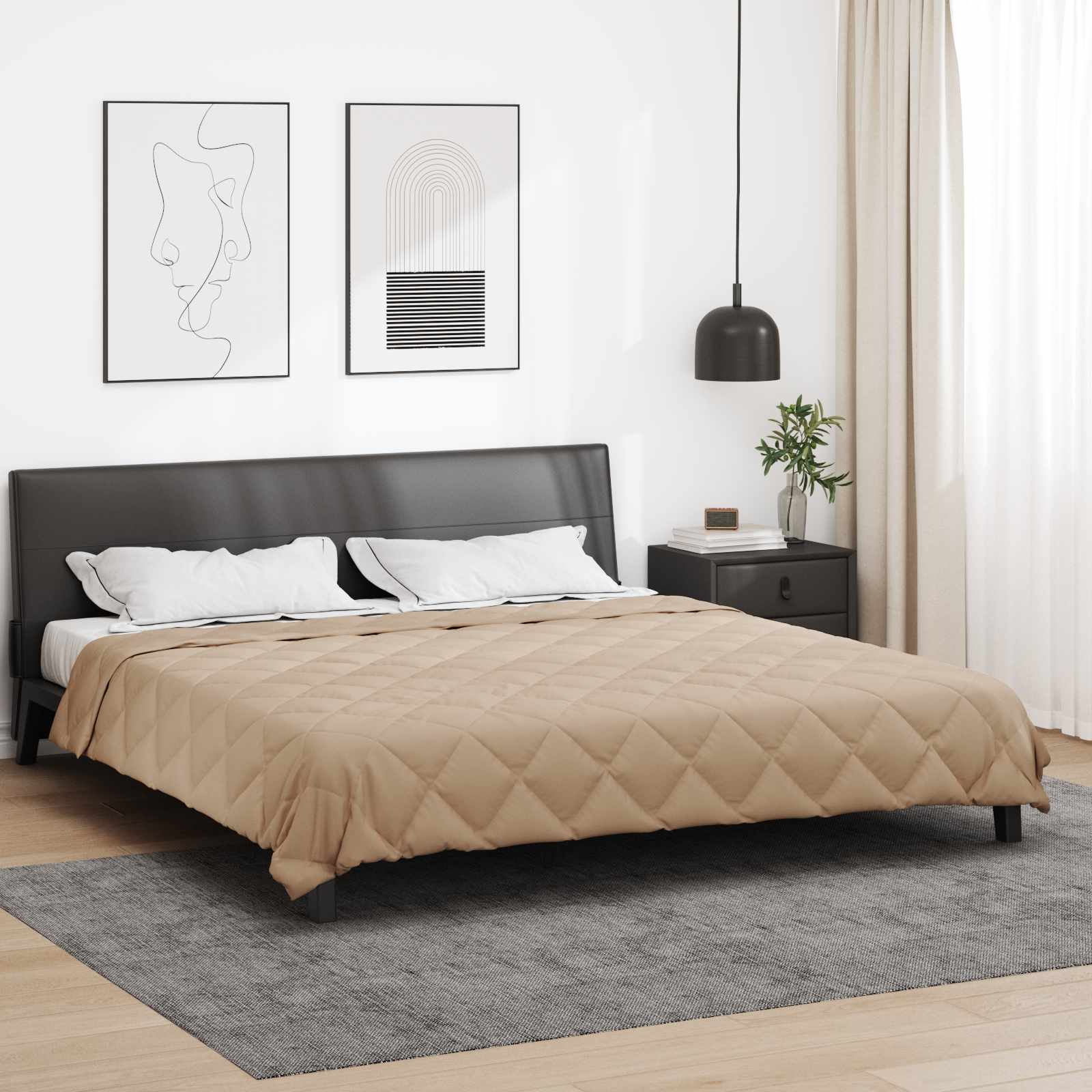Vidaxl zomer dekbed taupe 220 x 240 cm microfiber