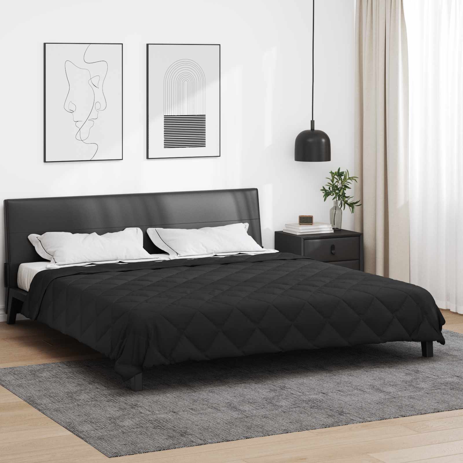 Vidaxl zomer dekbed zwart 240 x 200 cm microfiber