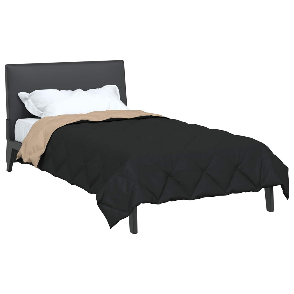 Vidaxl zomer dekbed zwart en taupe 200 x 135 cm microfiber
