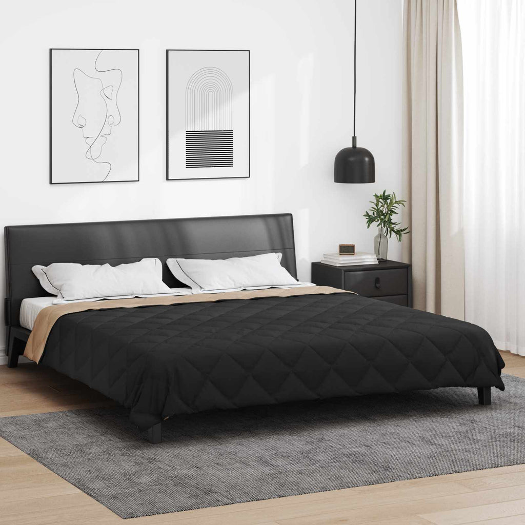 Vidaxl zomer dekbed zwart en taupe 200 x 200 cm microfiber