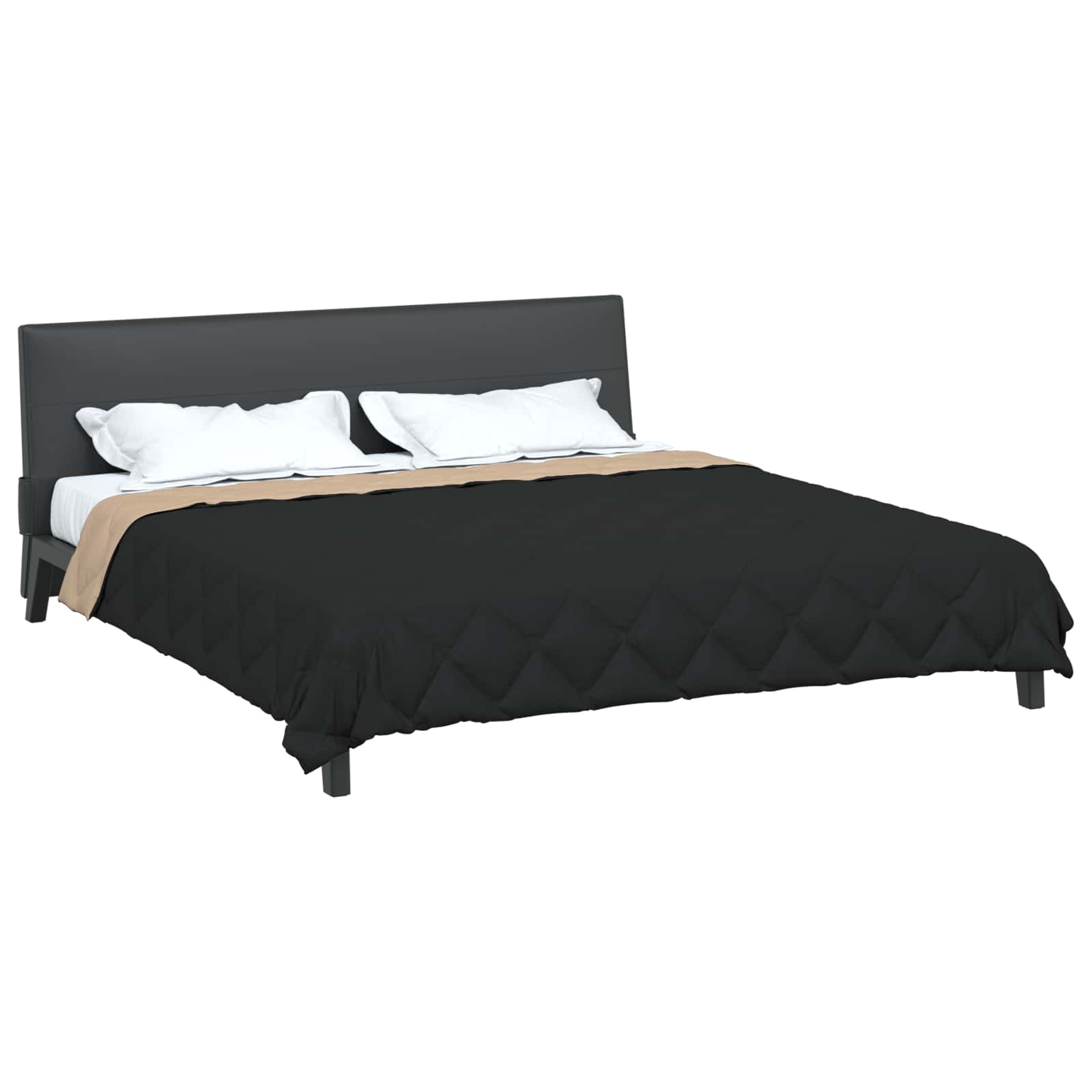 Vidaxl zomer dekbed zwart en taupe 200 x 200 cm microfiber