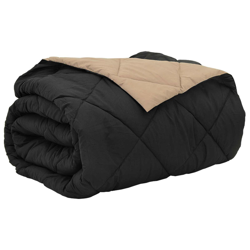 Vidaxl zomer dekbed zwart en taupe 220 x 260 cm microfiber