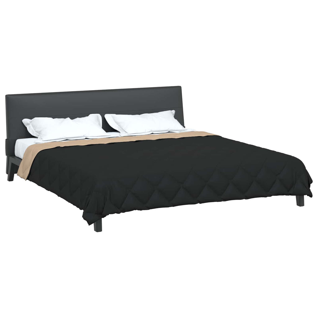 Vidaxl zomer dekbed zwart en taupe 240 x 260 cm microfiber