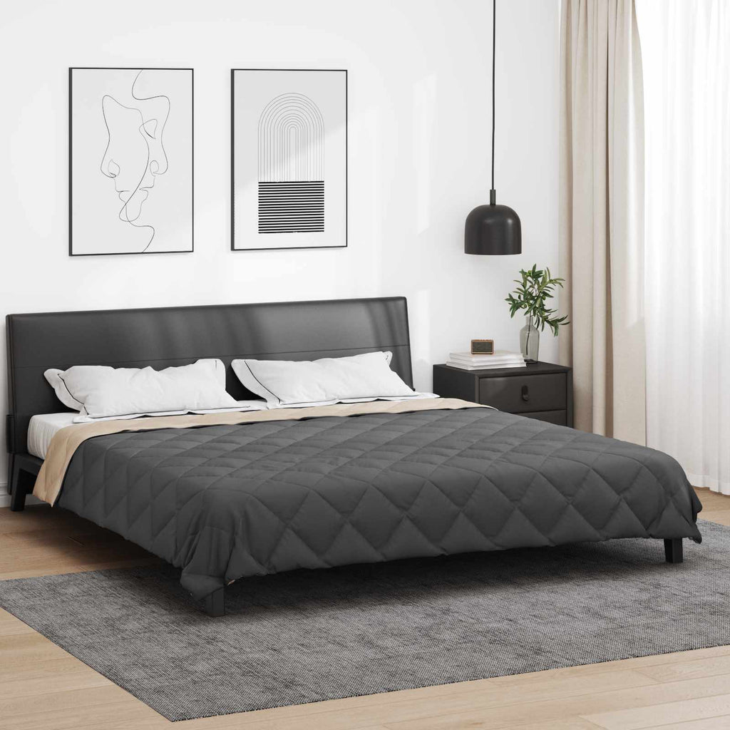 Vidaxl vol jaar dekbed antraciet en taupe 220 x 240 cm microfiber