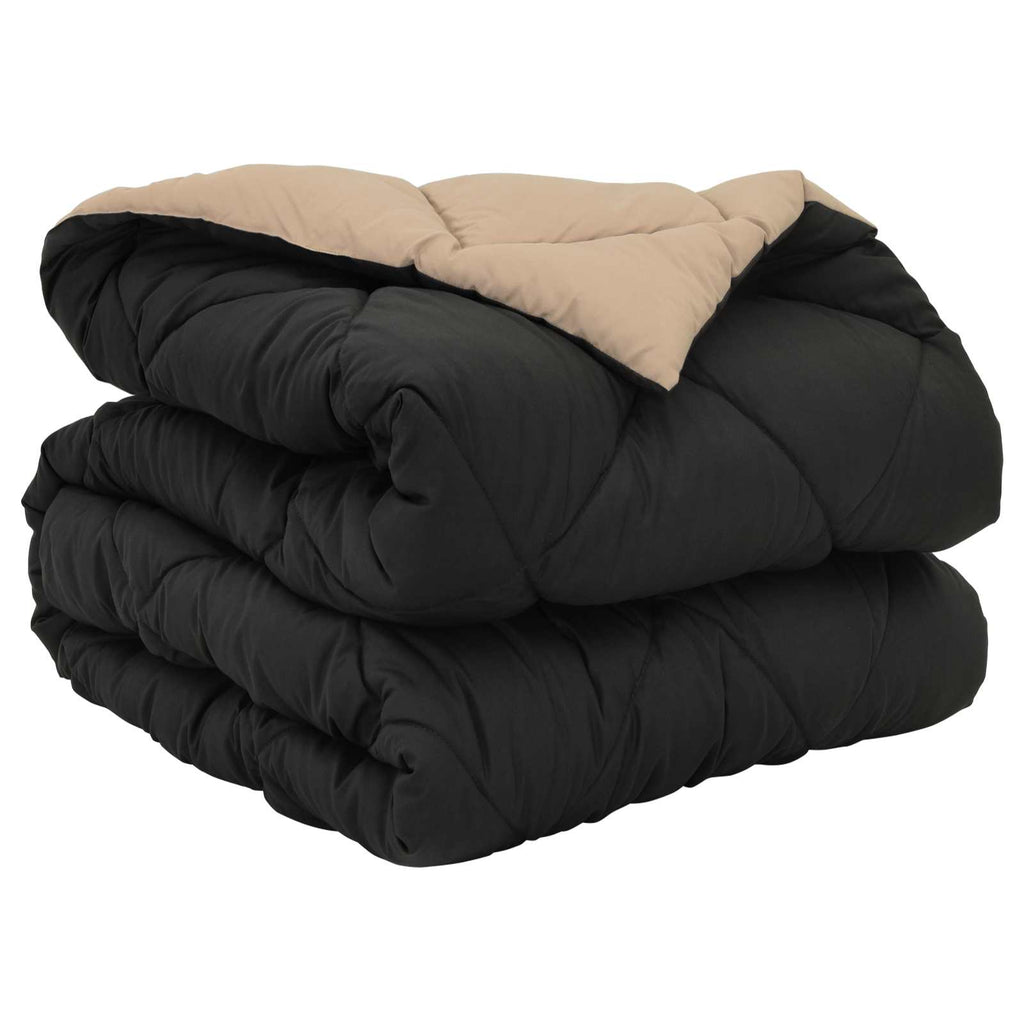 Vidaxl vol jaar dekbed zwart en taupe 200 x 155 cm microfiber